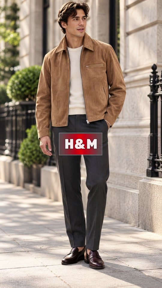 Tan jacket and a casual streetwear look